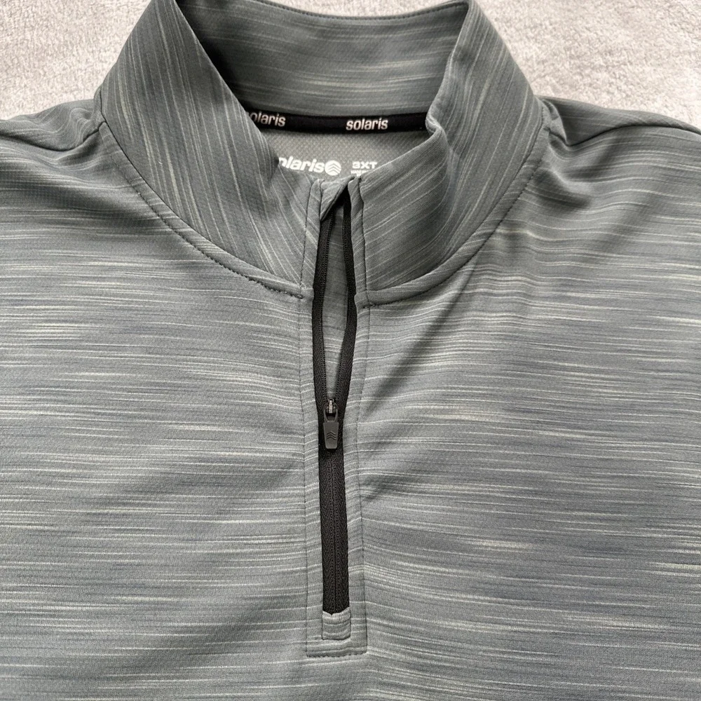 Solaris 1/4 Zip Pullover‎ Shirt 3XT Gray Long Sleeve Athletic Performance READ
